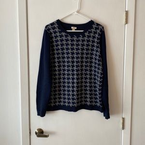 Jcrew factory navy herringbone wool blend sweater